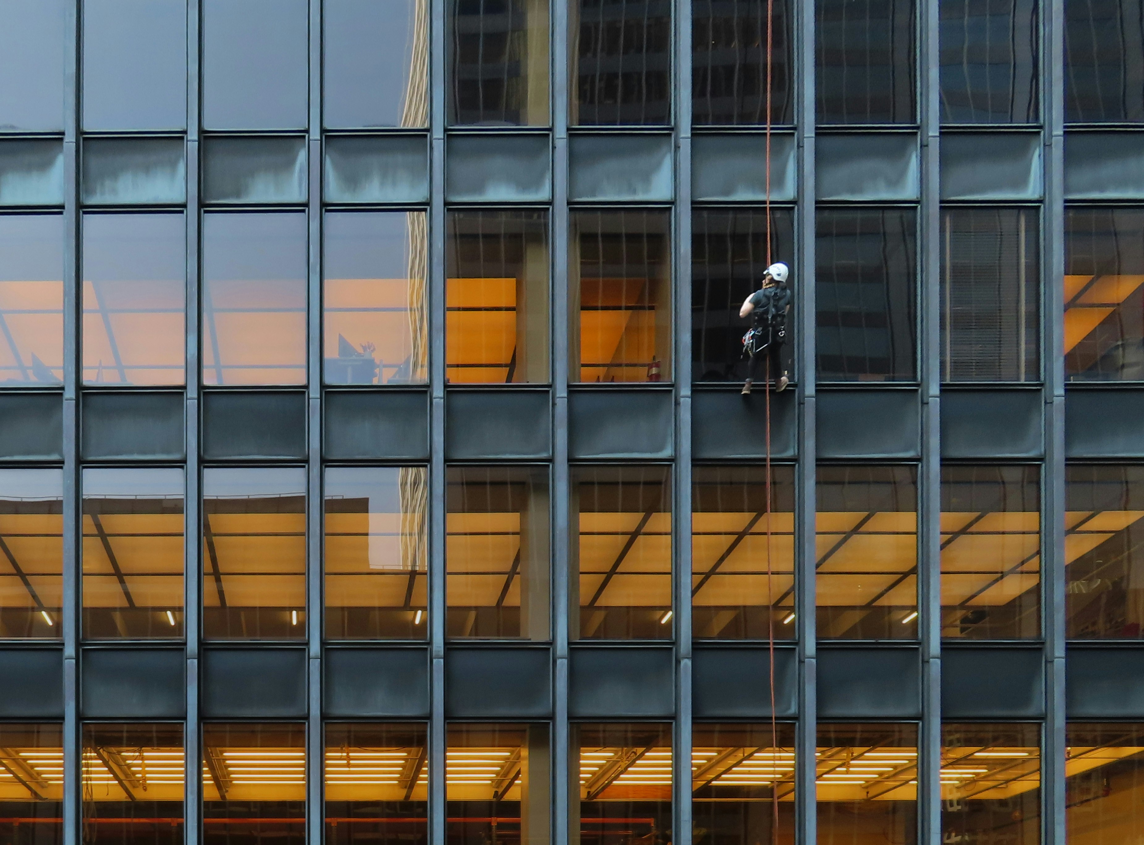 EDG inspecting the facade of the historic Seagram Building via rope access.
